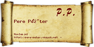 Pere Péter névjegykártya